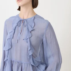 Online Mikaela Tie-Front Ruffled Blouse Women Tops