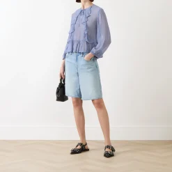 Online Mikaela Tie-Front Ruffled Blouse Women Tops