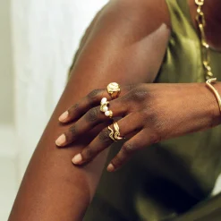 Best Molten Pearl Twisted Stack Ring Women Rings