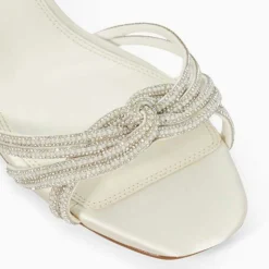 Moments Satin Low Stiletto Heel Sandals Women Heels