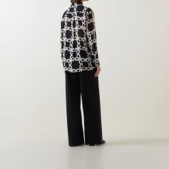 Hot Monogram Logo Printed Blouse Women Tops
