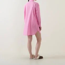 Clearance Monogram Logo Striped Night Dress Women Sleepwear