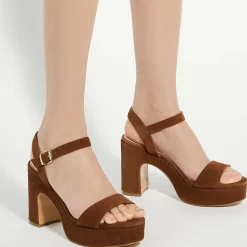 New Monotone Platform Block Heels Women Heels