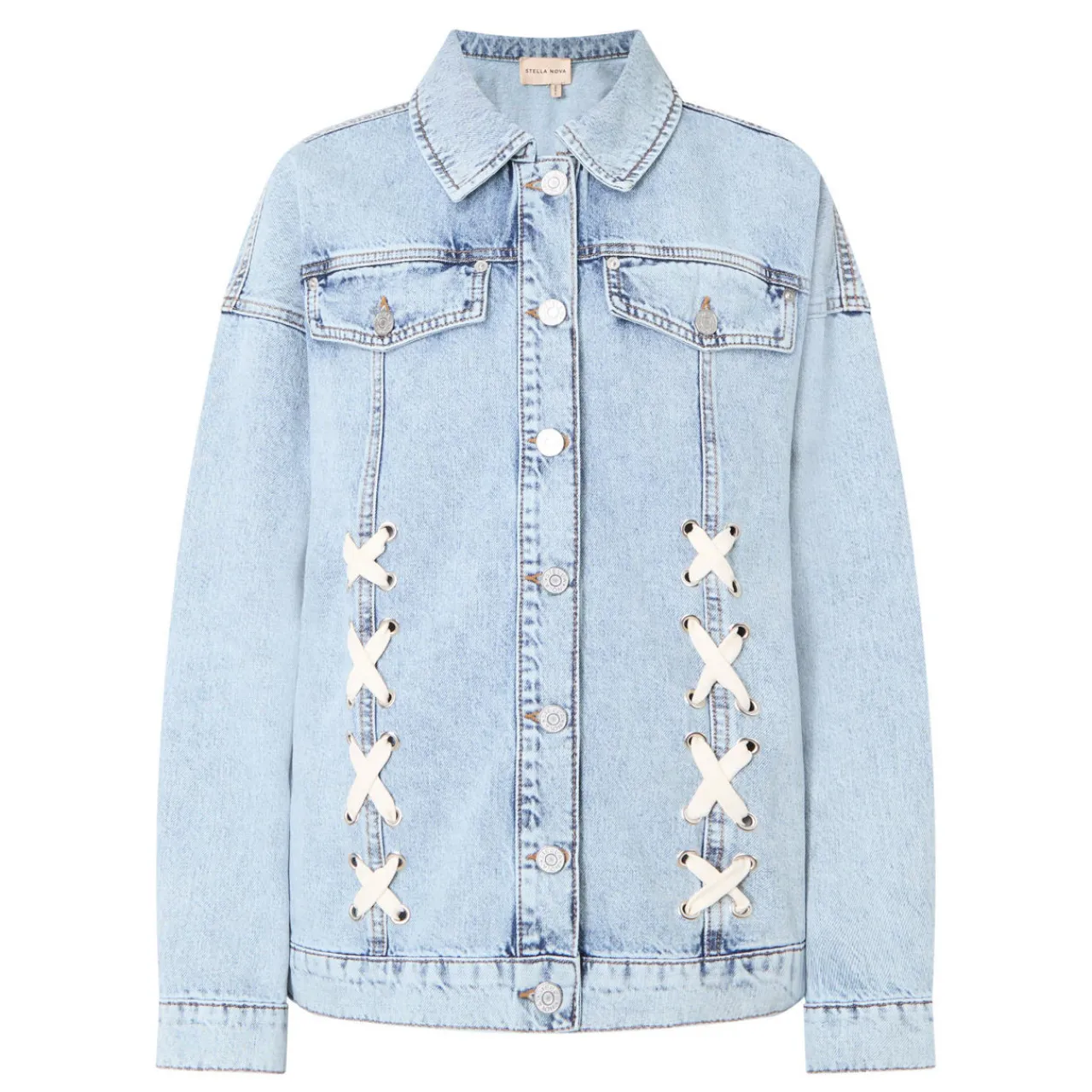 Outlet Moon Lace-Up Denim Jacket Women Coats & Jackets