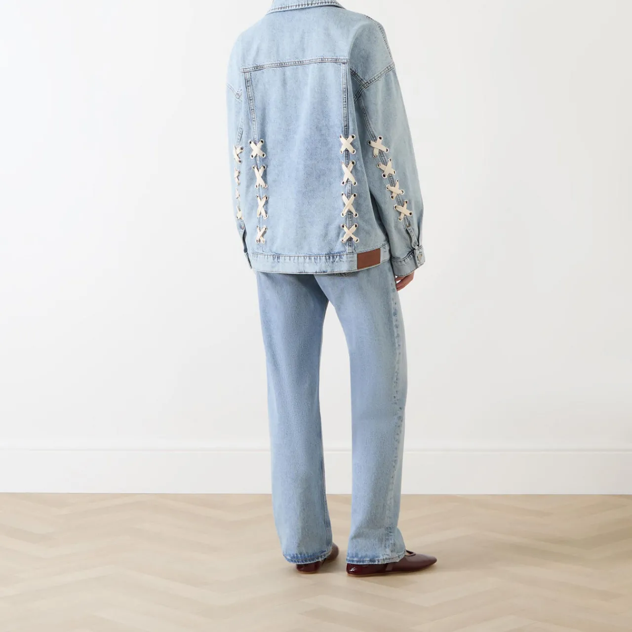 Outlet Moon Lace-Up Denim Jacket Women Coats & Jackets