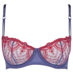 Best Mysterious Floral Embroidered Balconette Bra Women Sleepwear
