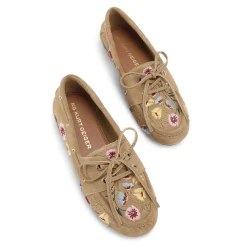 Hot Nani Floral Embroidered Suede Loafers Women Loafers