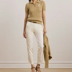 Hot Natrissa Cable Knit Polo Shirt Women Tops