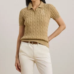 Hot Natrissa Cable Knit Polo Shirt Women Tops
