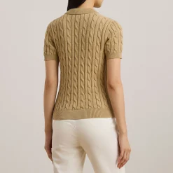 Hot Natrissa Cable Knit Polo Shirt Women Tops