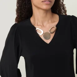 New Necklace Detail Blouse Women Tops