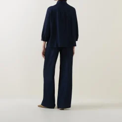 Sale Neck-Tie Denim Blouse Women Tops