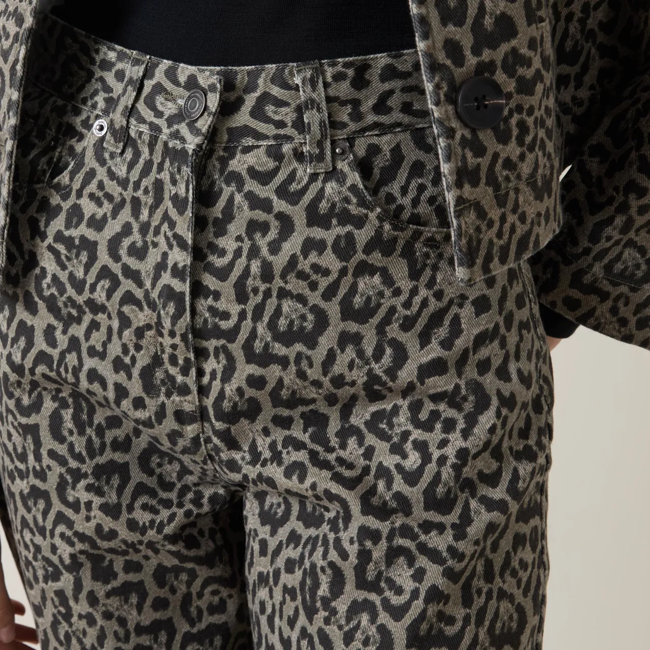 Hot Neoma Leopard Straight Leg Jeans Women Denim