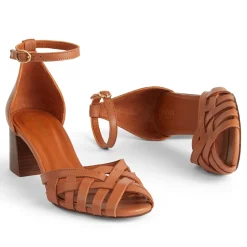Noemia Leather Criss-Cross Sandals Women Heels