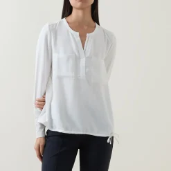 Best Notched Drawstring Blouse Women Tops