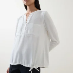 Best Notched Drawstring Blouse Women Tops