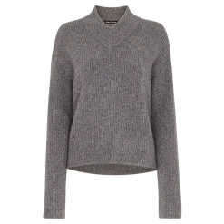 Clearance Notched Rib Knit Sweater Women Sweaters & Cardigans