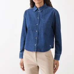 Obbia Logo Denim Shirt Women Tops