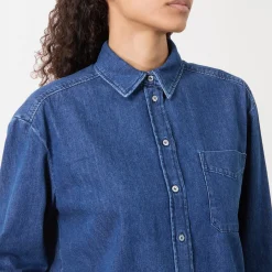 Obbia Logo Denim Shirt Women Tops