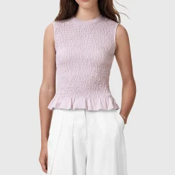 Best Ode Smocked Peplum Tank Top Women Tops