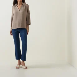 Discount Open Collar Blouse Women Tops