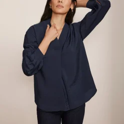 Open-Front Shirt Women Tops
