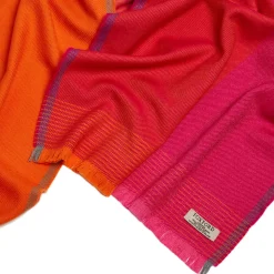 Online Orange & Pink Merino Wool Scarf Women Scarves