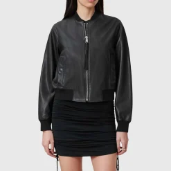 Orten Leather Bomber Jacket Women Coats & Jackets