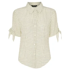 Outlet Oval Spot Tie Shirt Women Tops