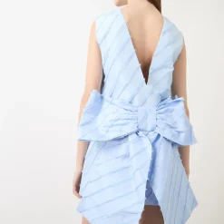 Oversized Bow Mini Shift Dress Women Occasion Dressing