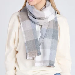 Sale Oxford Block Check Extra Fine Scarf Women Scarves