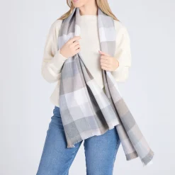 Sale Oxford Block Check Extra Fine Scarf Women Scarves