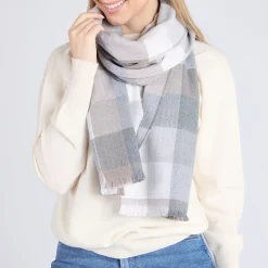 Sale Oxford Block Check Extra Fine Scarf Women Scarves