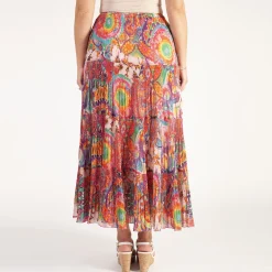 Paisley Pleated Skirt Women Skirts