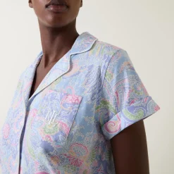 Best Paisley Print Cropped Pyjama Set Women Sleepwear