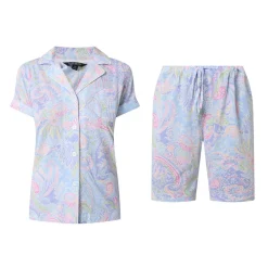 Outlet Paisley Print Shorts Pyjama Set Women Sleepwear