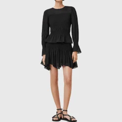 Pamela Shirred Handkerchief Mini Skirt Women Skirts