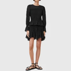 Pamela Shirred Handkerchief Mini Skirt Women Skirts