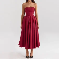 Pandora Detachable Bow Midi Dress Women Dresses