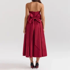 Pandora Detachable Bow Midi Dress Women Dresses
