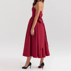 Pandora Detachable Bow Midi Dress Women Dresses