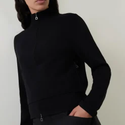 Clearance Panel Stretch Zip-Up Sweater Women Sweaters & Cardigans