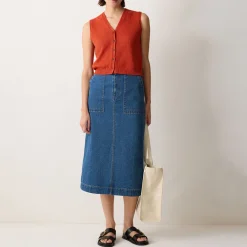 Sale Patch Pocket Denim Skirt Women Skirts