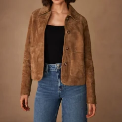 Patch Pocket Suede Jacket Women Coats & Jackets