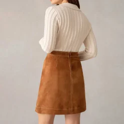 Online Patch Pocket Suede Skirt Women Skirts