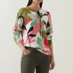 Online Patterned Ribbed Knit Sweater Women Sweaters & Cardigans