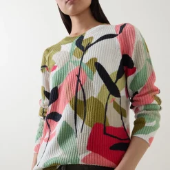 Online Patterned Ribbed Knit Sweater Women Sweaters & Cardigans