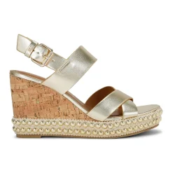 New Pearl Metallic Wedges Women Heels
