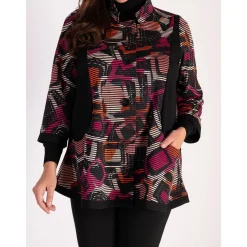 Best Peony Abstract Print Jacket Women Coats & Jackets