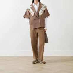 Hot Pera Double-Breasted Cropped Jacket Women Coats & Jackets